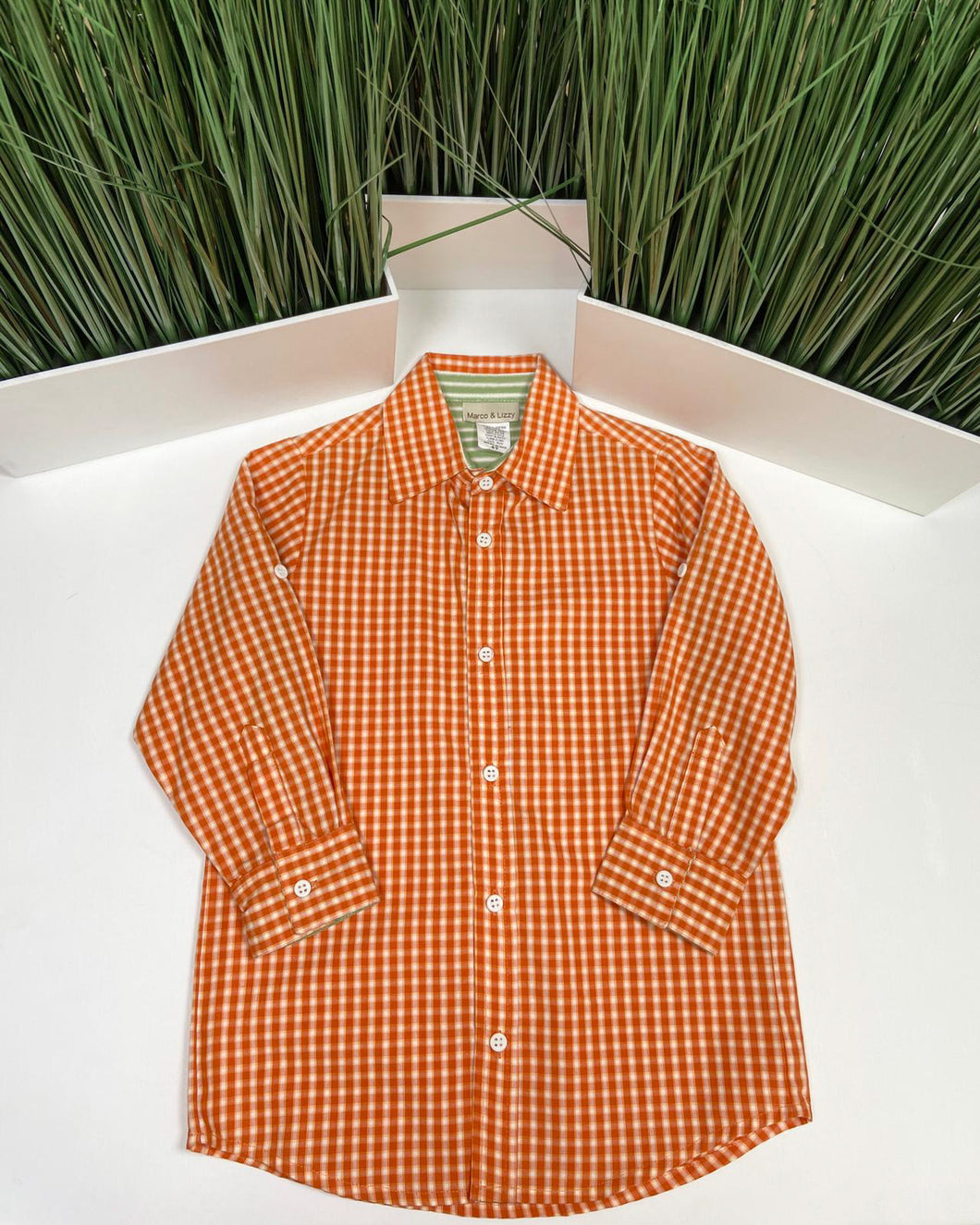 ORANGE/WHITE CHECKERED SHIRT