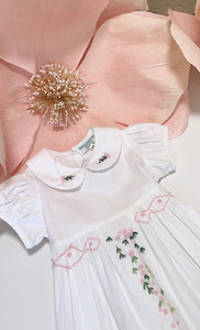 WHITE/PINK ROSEBUD DRESS