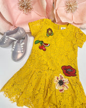 Load image into Gallery viewer, MUSTARD FLORAL LACE DRESS
