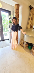 PINK MAXI FLARE SKIRT
