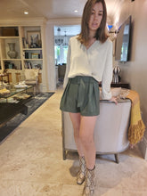 Load image into Gallery viewer, OLIVE FAUX LEATHER SHORTS
