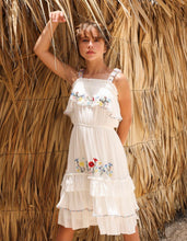 Load image into Gallery viewer, WHITE TIERED MIDI DRESS
