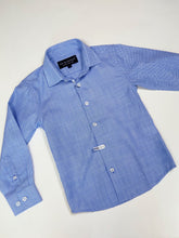 Load image into Gallery viewer, BLUE LONG-SLEEVE HOUNDSTOOTH SHIRT
