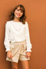 Load image into Gallery viewer, WHITE RUFFLE BLOUSE
