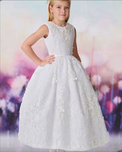 Load image into Gallery viewer, WHITE SEQUINED FLORAL COMMUNION DRESS
