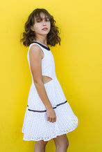Load image into Gallery viewer, WHITE EYELET CUT-OUT DRESS
