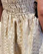 Load image into Gallery viewer, Gold Check Jacquard Dress w/ Black Contrast Trim
