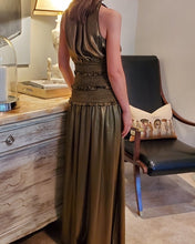Load image into Gallery viewer, GOLD SMOCKED WAIST MAXI

