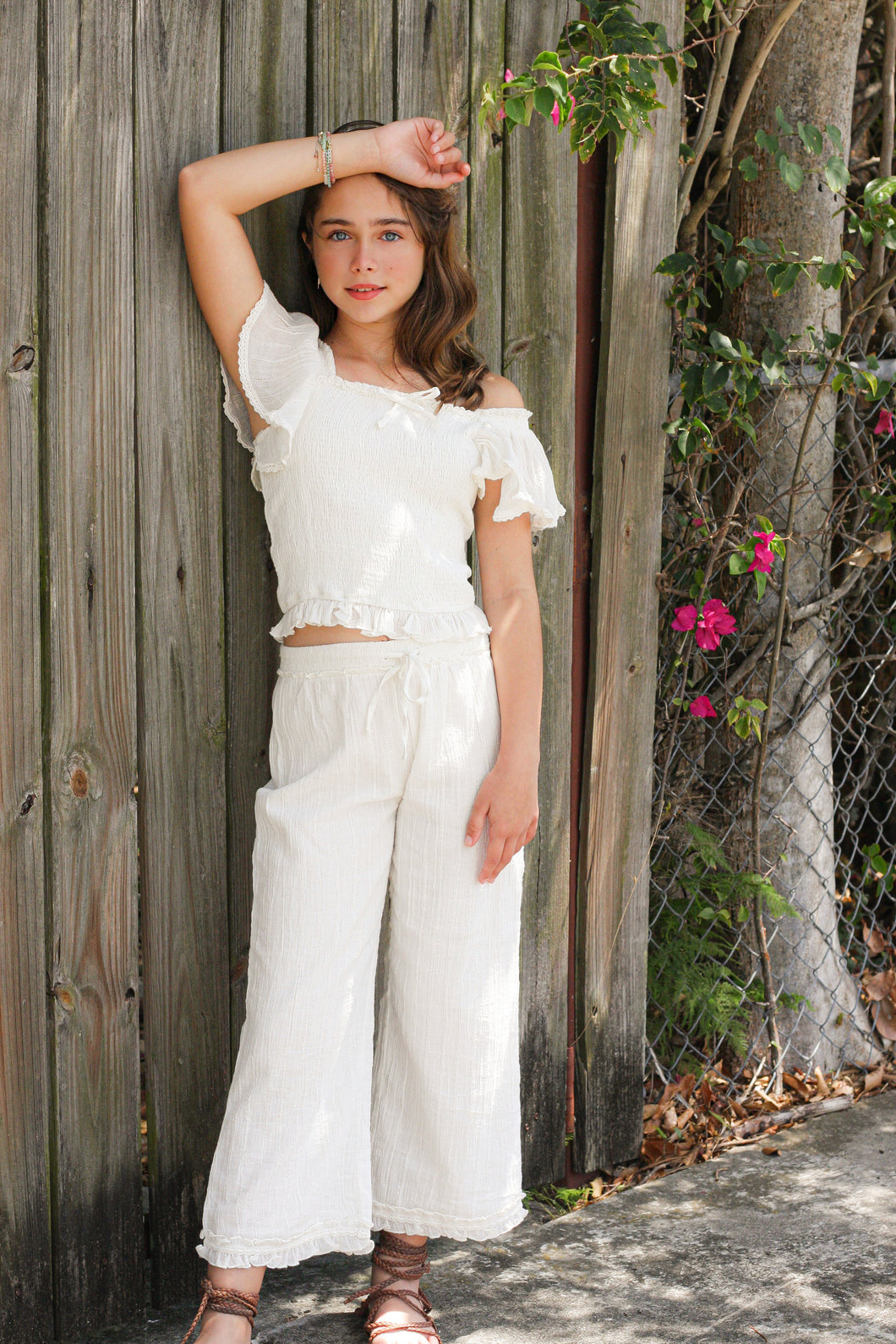 WHITE SPARKLE BAMBULA PANT SET