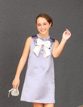 Load image into Gallery viewer, LAVENDER|BLUE SATIN BOW DRESS
