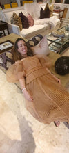 Load image into Gallery viewer, Tan Checkered Organza Midi Skirt

