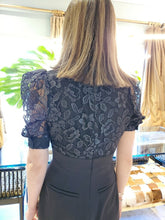 Load image into Gallery viewer, BLACK METALLIC LACE JUMPSUIT
